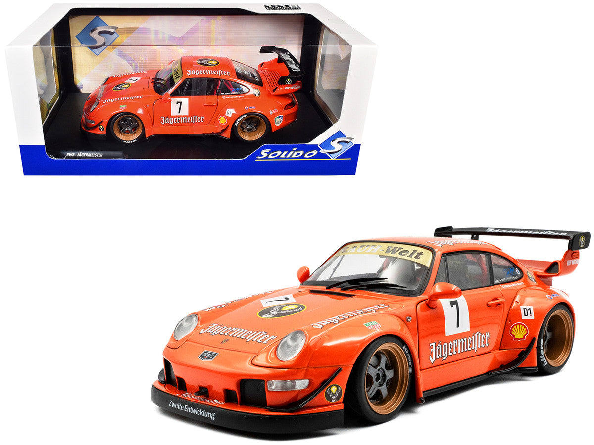 2020 RWB Bodykit #7 "Jagermeister" Orange with Graphics 1/18 Diecast Model Car by Solido LuxuryLifeWay Online Store