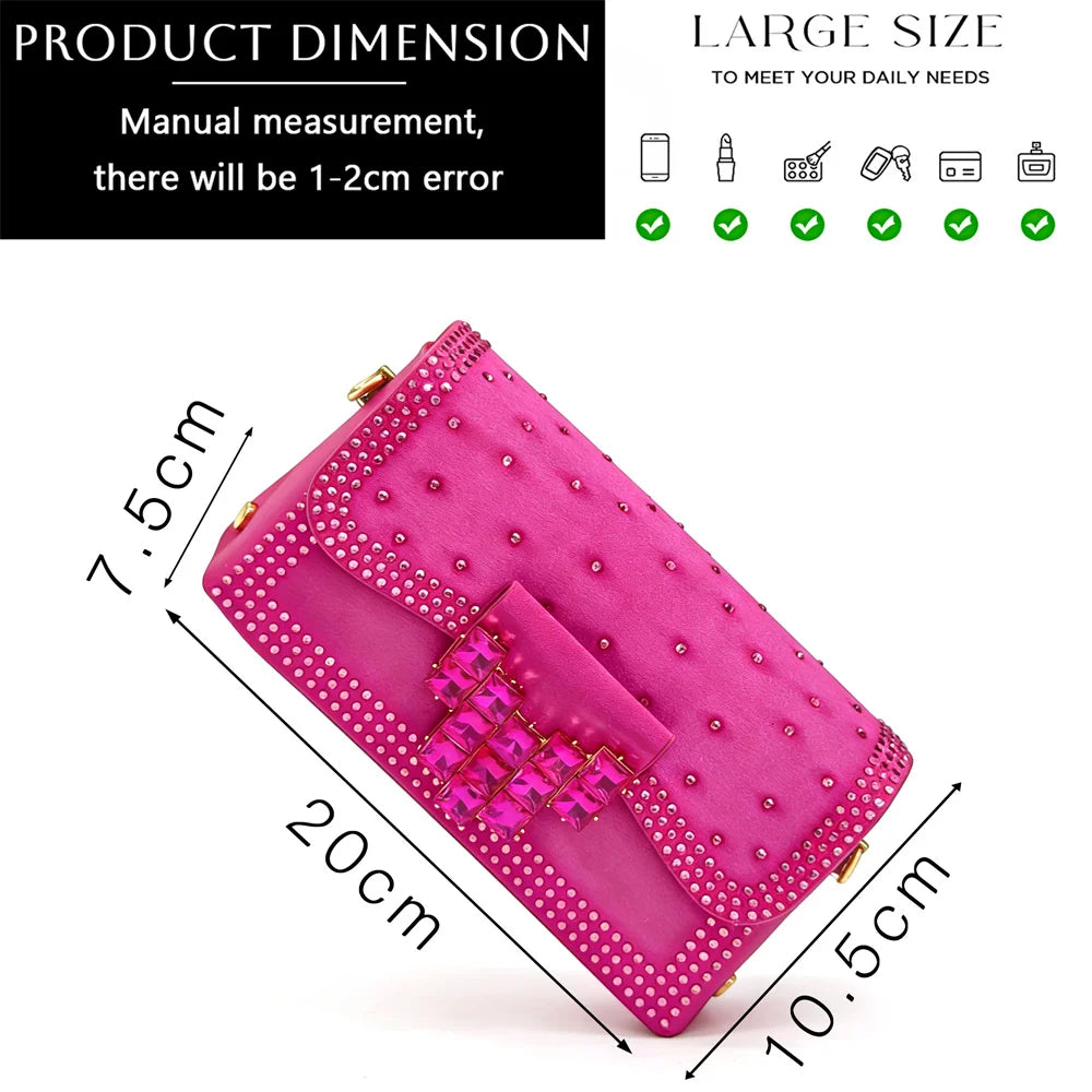 Venus Chan 2026 INS Italy Elegant Rhinestone Pointed Toe High Heels & Matching Bag Set - Perfect for Women's Parties & Weddings Pi-Mart