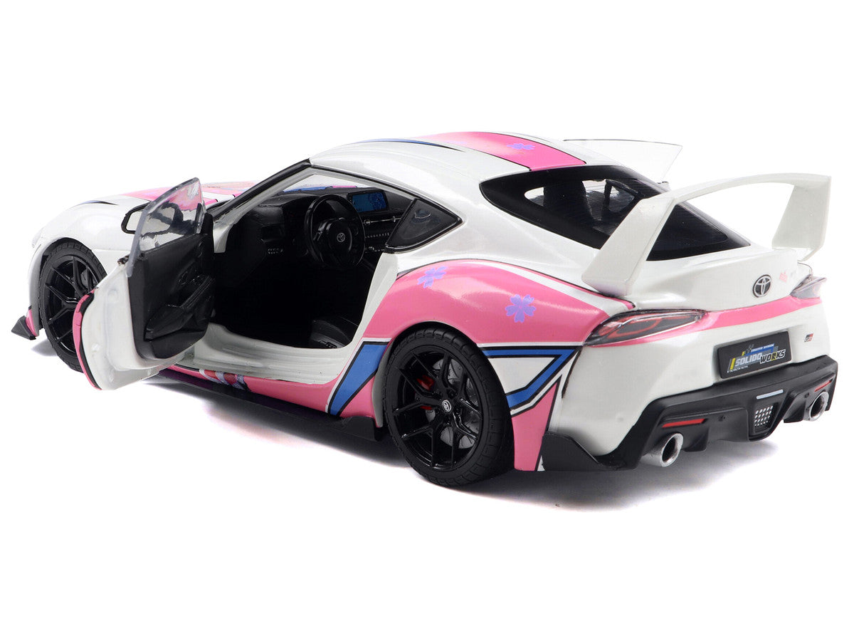 2024 Toyota GR Supra "Itasha" White with Graphics "StreetFighters" 1/18 Diecast Model Car by Solido LuxuryLifeWay Online Store