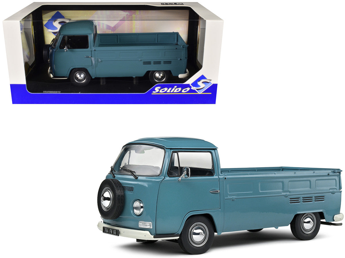 1968 Volkswagen T2 Pickup Truck Petrol Blue 1/18 Diecast Model Car by Solido LuxuryLifeWay Online Store