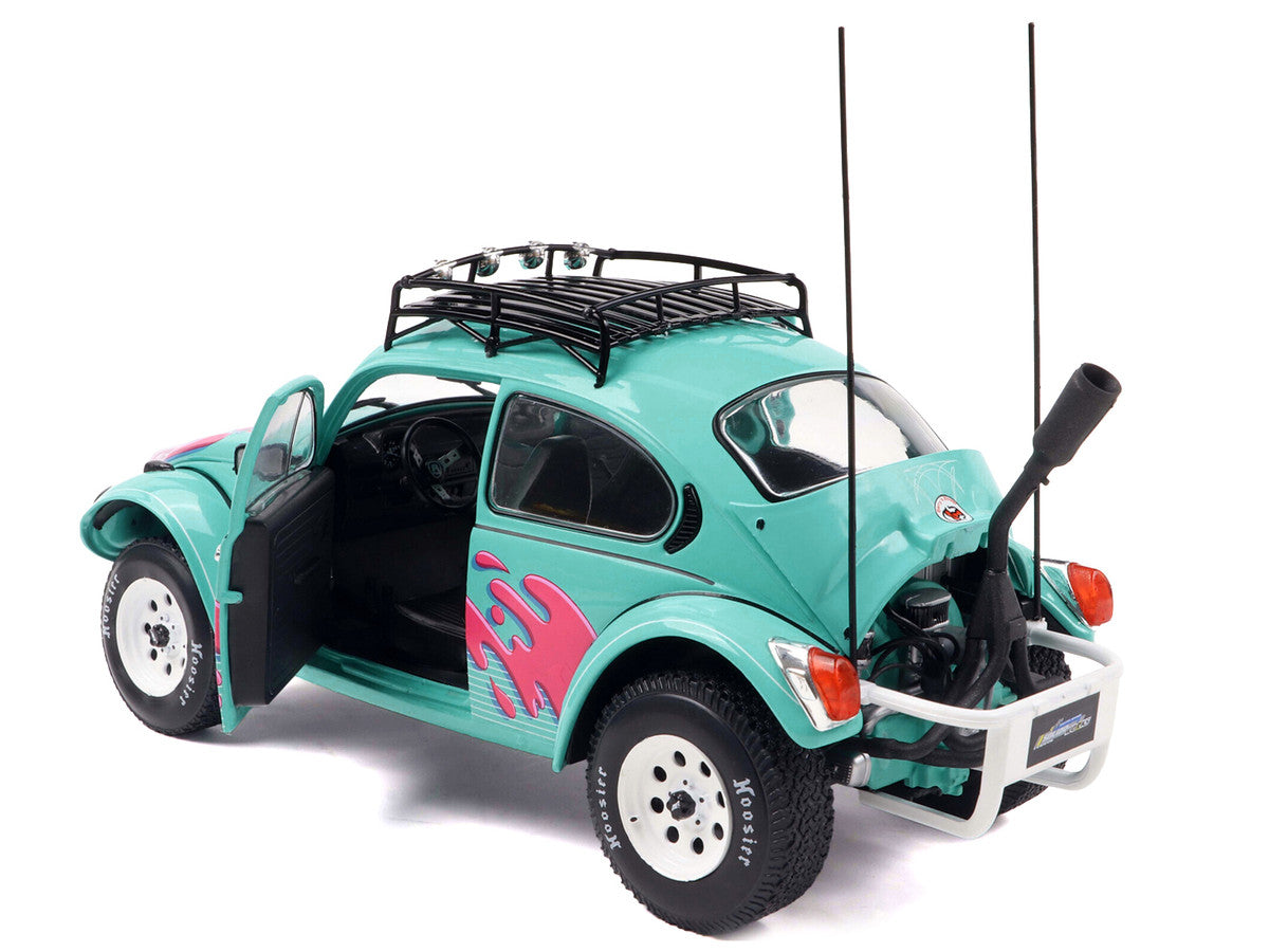 1976 Volkswagen Beetle Baja Miami Green with Pink Graphics 1/18 Diecast Model Car by Solido LuxuryLifeWay Online Store