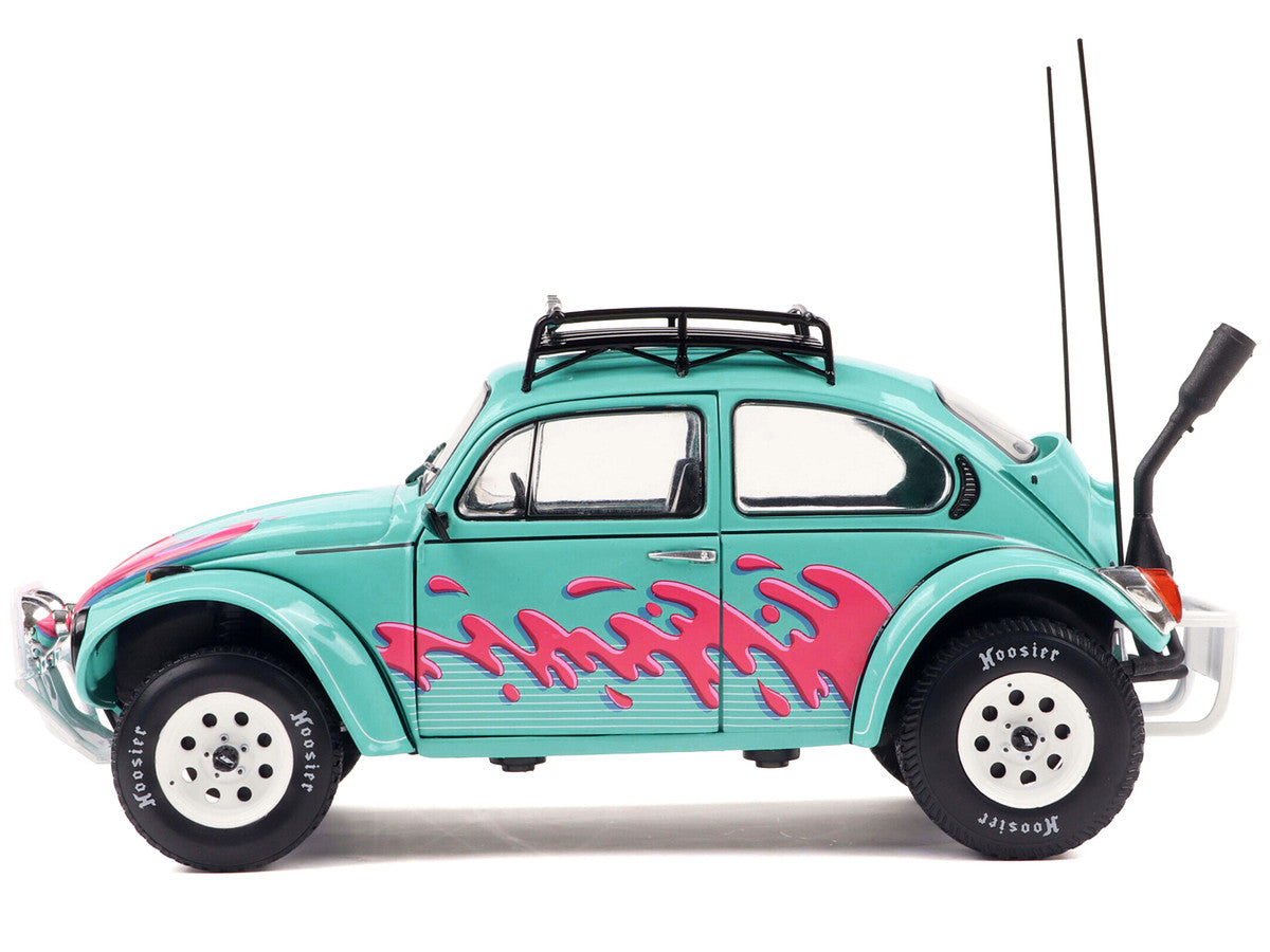 1976 Volkswagen Beetle Baja Miami Green with Pink Graphics 1/18 Diecast Model Car by Solido LuxuryLifeWay Online Store