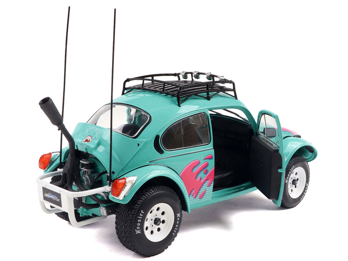 1976 Volkswagen Beetle Baja Miami Green with Pink Graphics 1/18 Diecast Model Car by Solido LuxuryLifeWay Online Store
