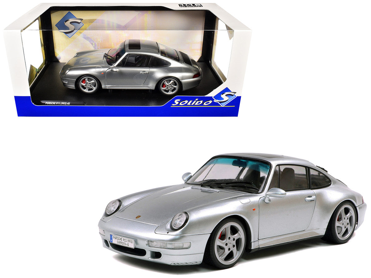 1996 Porsche 911 (993) 4S Polar Silver Metallic 1/18 Diecast Model Car by Solido LuxuryLifeWay Online Store