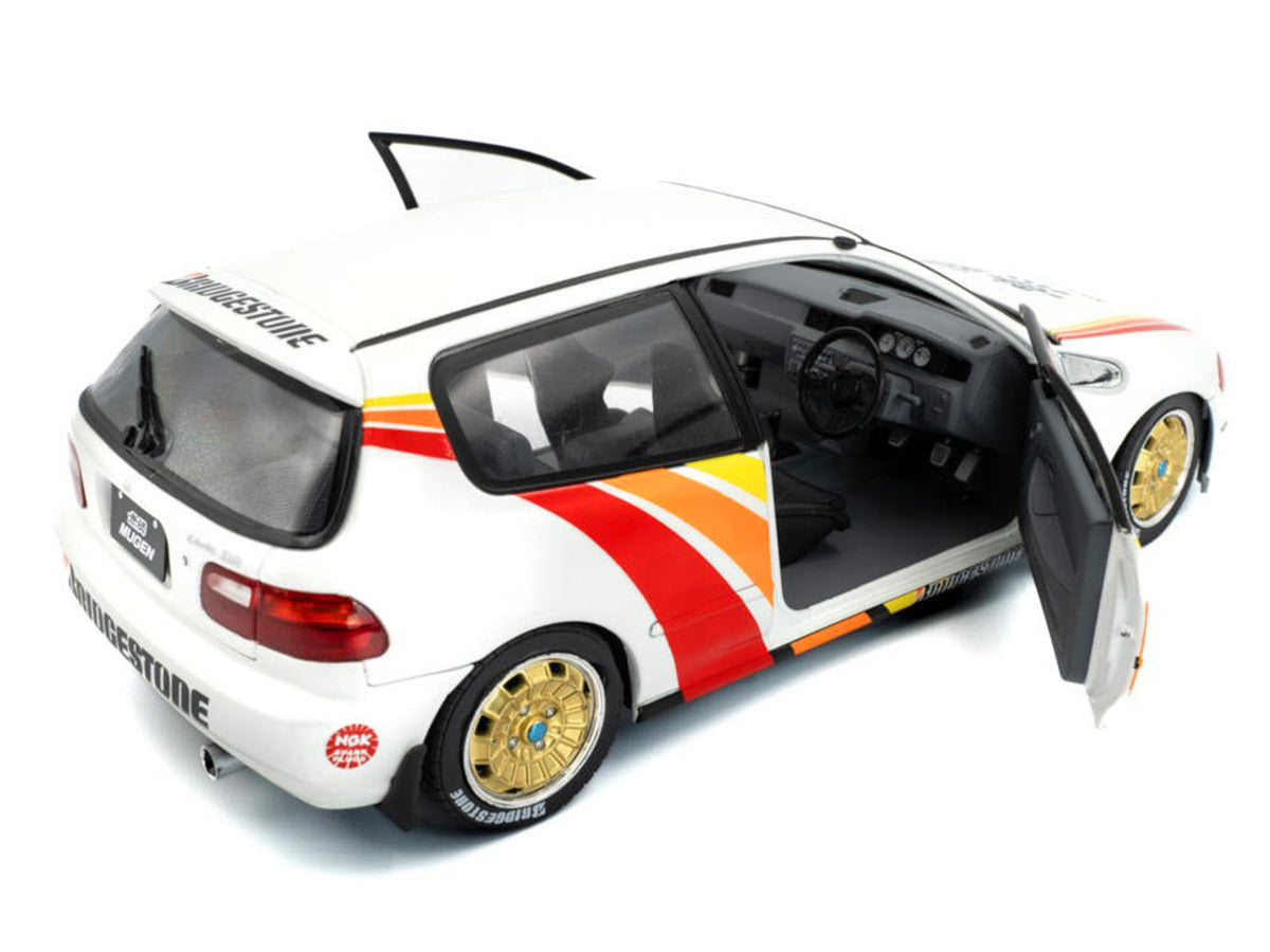 1991 Honda Civic (EG6) RHD (Right Hand Drive) "Mugen Racing" White with Stripes 1/18 Diecast Model Car by Solido LuxuryLifeWay Online Store
