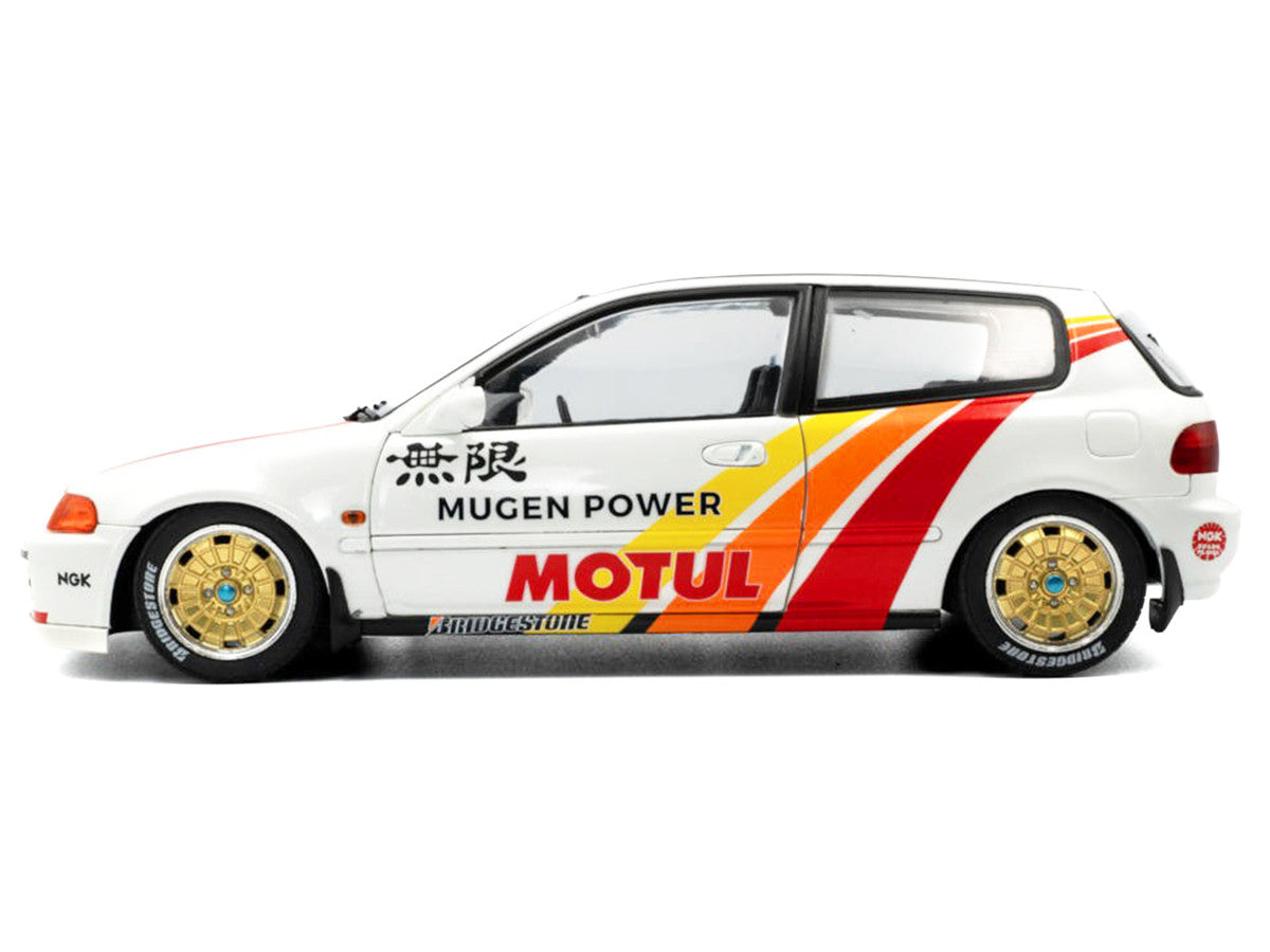 1991 Honda Civic (EG6) RHD (Right Hand Drive) "Mugen Racing" White with Stripes 1/18 Diecast Model Car by Solido LuxuryLifeWay Online Store