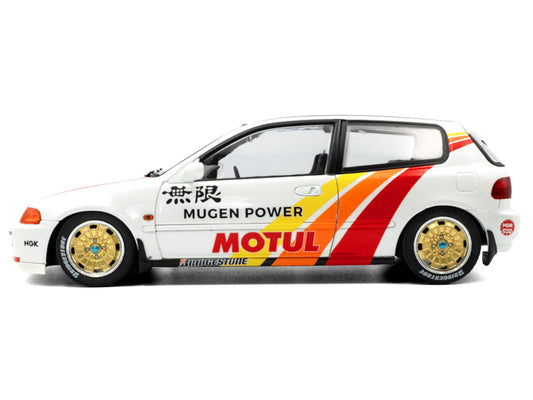 1991 Honda Civic (EG6) RHD (Right Hand Drive) "Mugen Racing" White with Stripes 1/18 Diecast Model Car by Solido LuxuryLifeWay Online Store