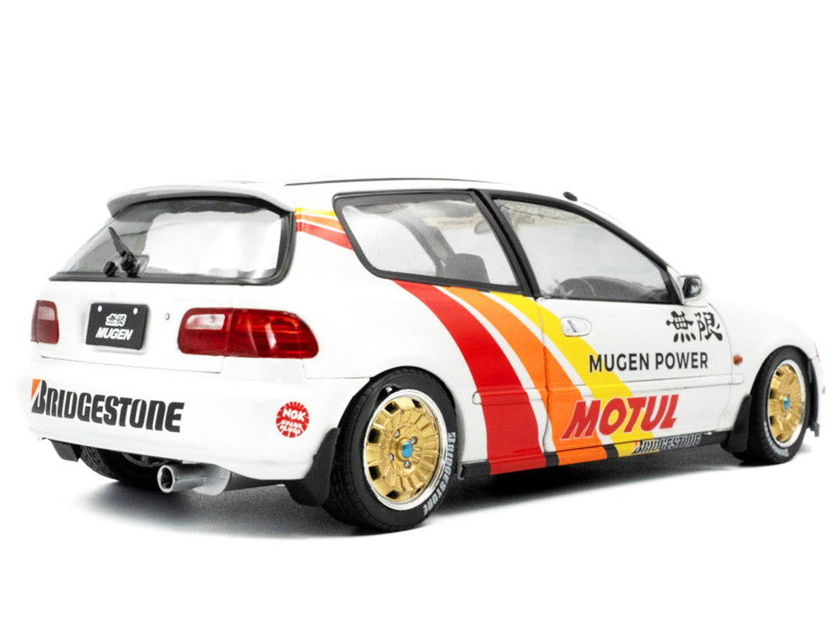 1991 Honda Civic (EG6) RHD (Right Hand Drive) "Mugen Racing" White with Stripes 1/18 Diecast Model Car by Solido LuxuryLifeWay Online Store