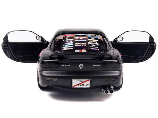 1994 Mazda RX7 (FDRS) RHD (Right Hand Drive) "Itasha Club" Black Metallic with Pink Graphics 1/18 Diecast Model Car by Solido LuxuryLifeWay Online Store