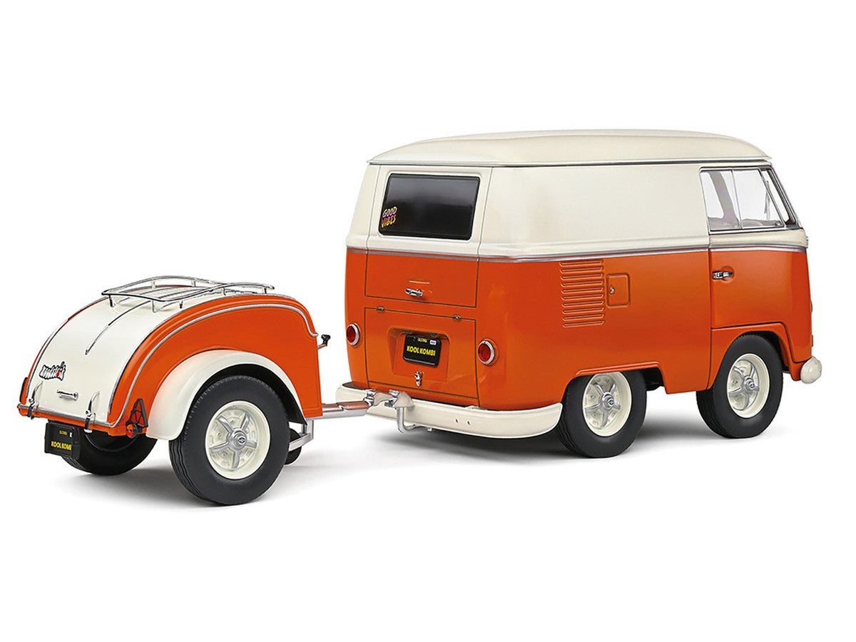 1950 Volkswagen Kool Kombi Van with Trailer Orange and White 1/18 Diecast Model Car by Solido LuxuryLifeWay Online Store