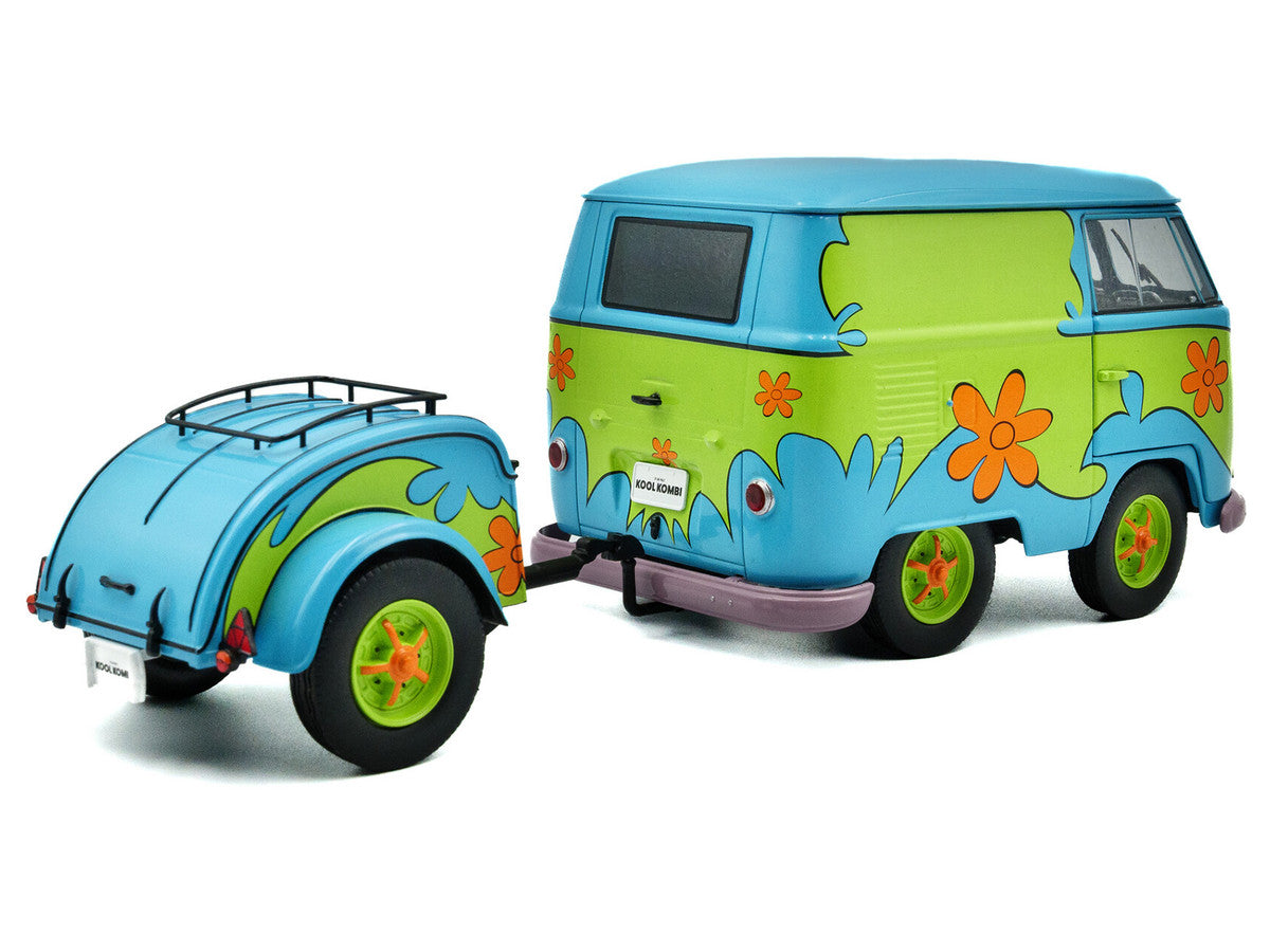 2024 Volkswagen Kool Kombi Van with Trailer "Ghost Hunter" Blue and Green with Graphics 1/18 Diecast Model Car by Solido LuxuryLifeWay Online Store