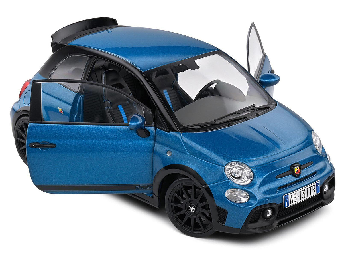 2022 Fiat 695 Abarth "Tributo 131 Rally" Podium Blue Metallic with Black Side Stripes 1/18 Diecast Model Car by Solido LuxuryLifeWay Online Store