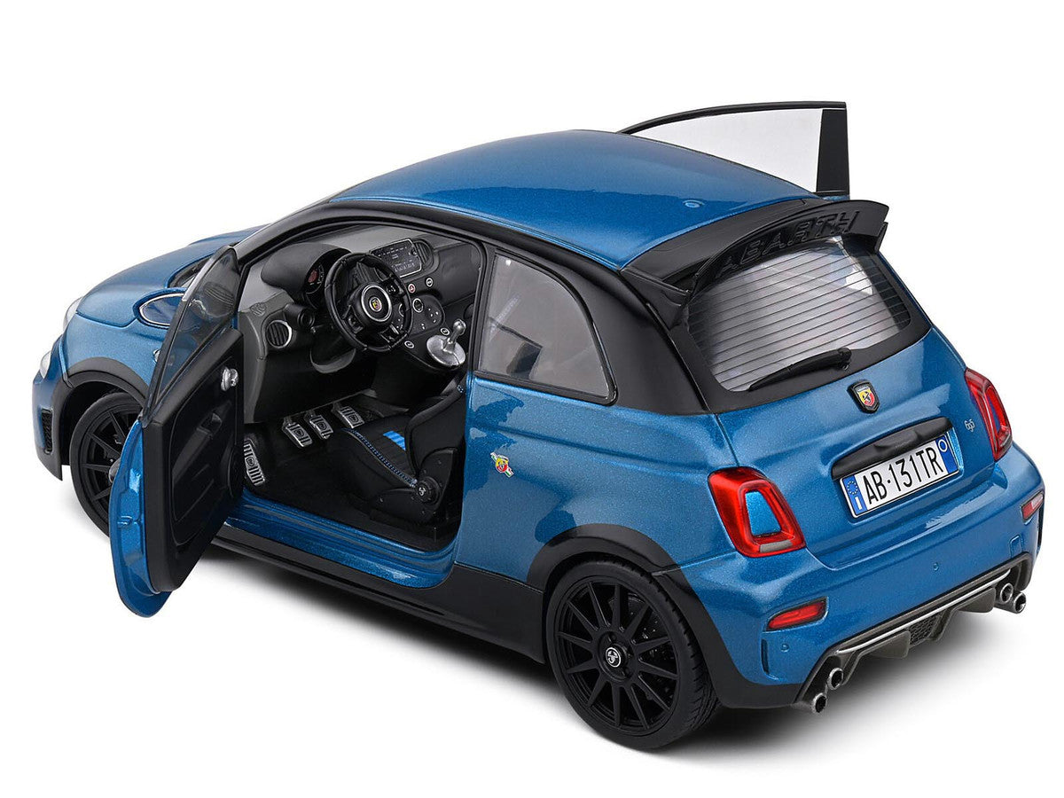 2022 Fiat 695 Abarth "Tributo 131 Rally" Podium Blue Metallic with Black Side Stripes 1/18 Diecast Model Car by Solido LuxuryLifeWay Online Store