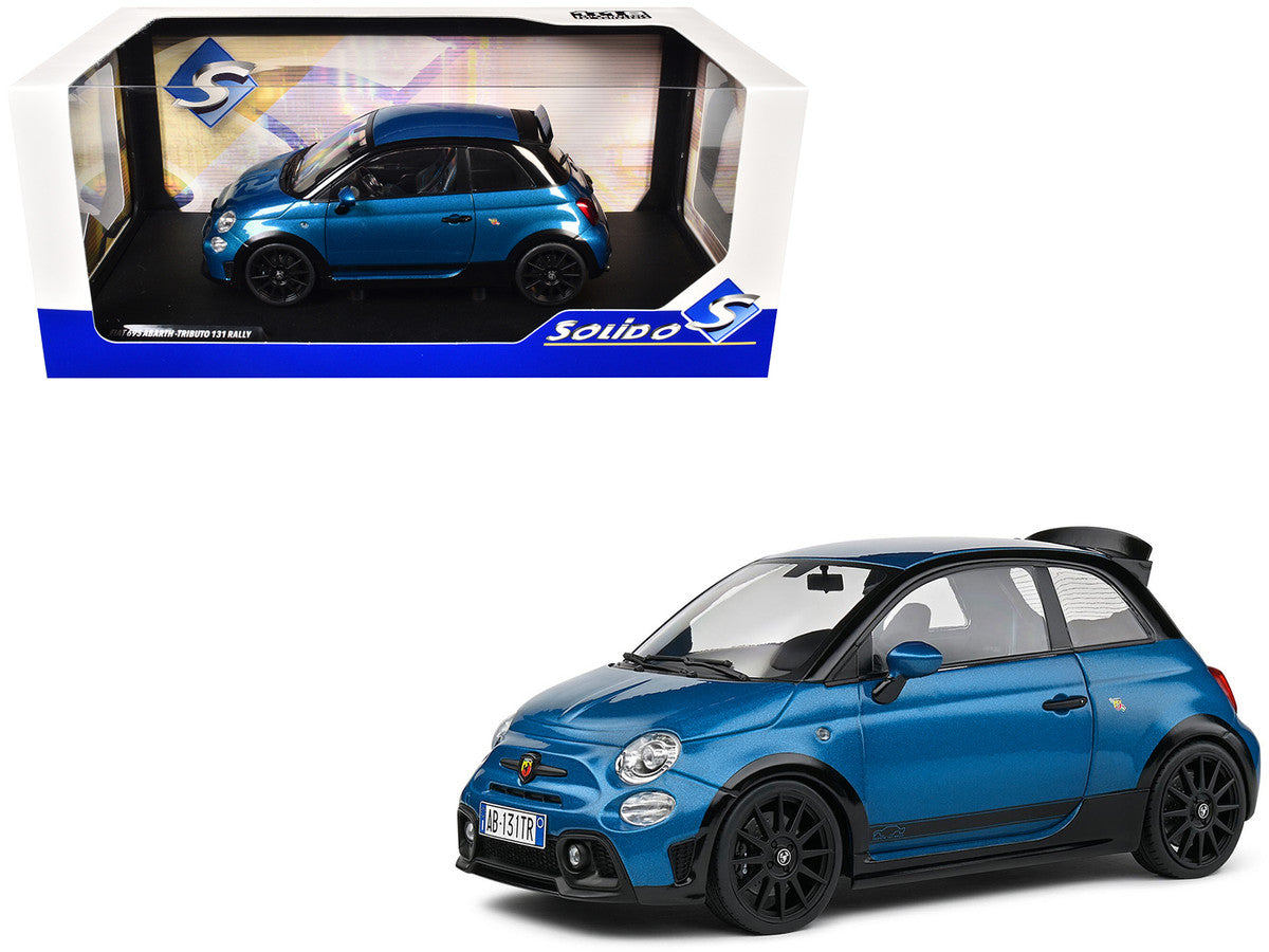 2022 Fiat 695 Abarth "Tributo 131 Rally" Podium Blue Metallic with Black Side Stripes 1/18 Diecast Model Car by Solido LuxuryLifeWay Online Store