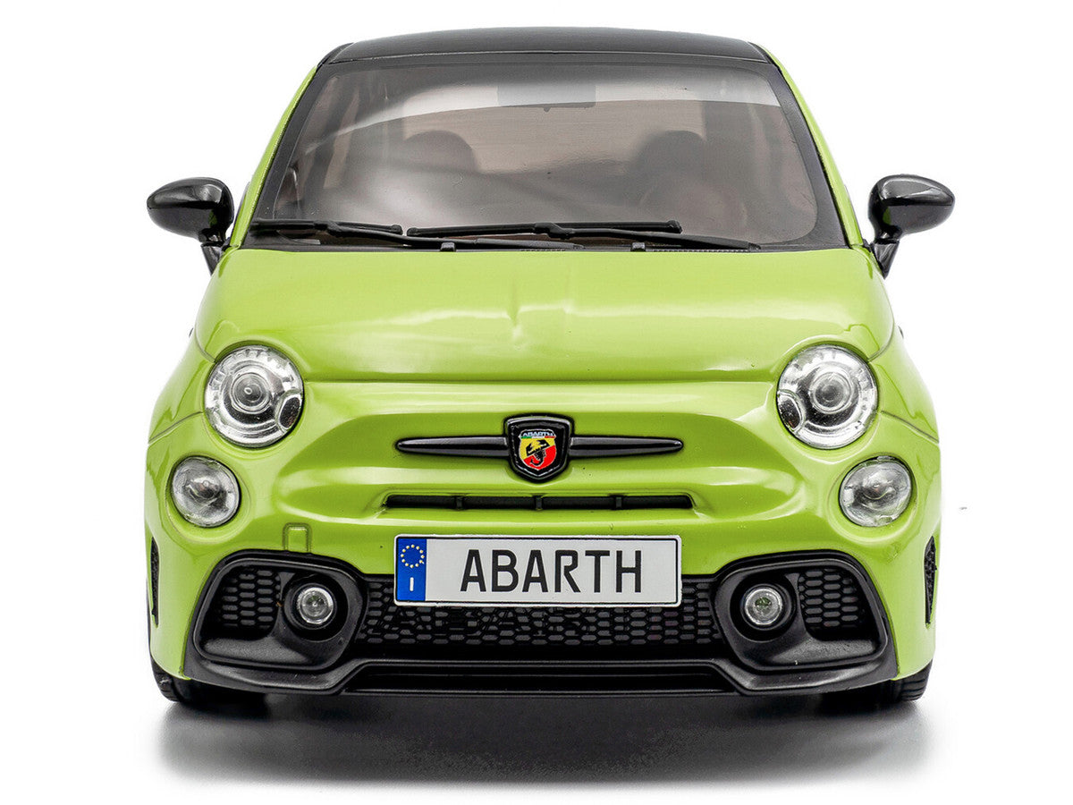 2023 Fiat F595 Abarth Verde Adrenalina Green with Black Top and Stripes 1/18 Diecast Model Car by Solido LuxuryLifeWay Online Store