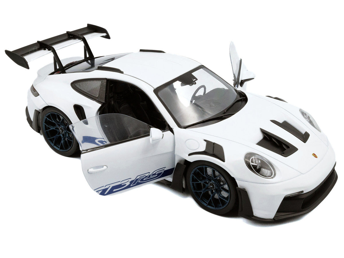 2024 Porsche 911 (992) GT3 RS White with Blue Stripes 1/18 Diecast Model Car by Solido LuxuryLifeWay Online Store
