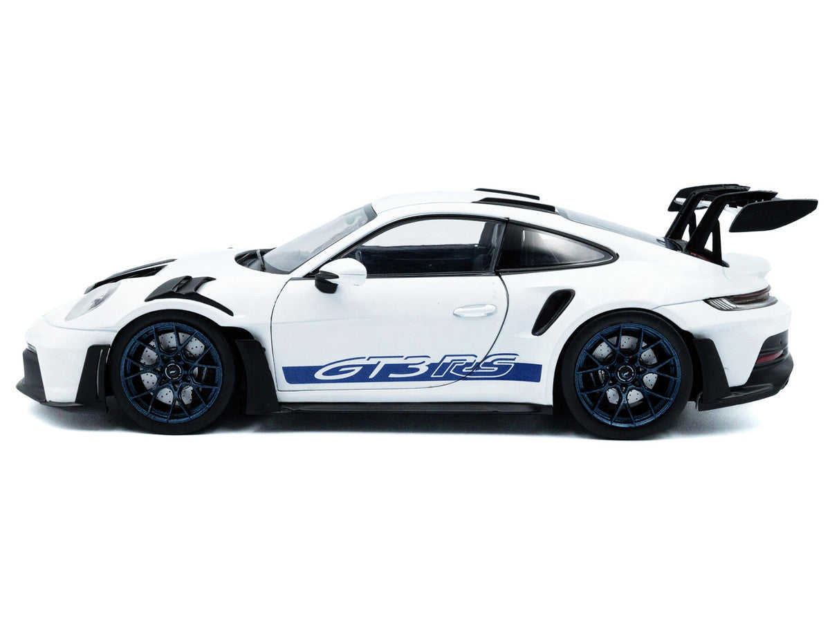2024 Porsche 911 (992) GT3 RS White with Blue Stripes 1/18 Diecast Model Car by Solido LuxuryLifeWay Online Store