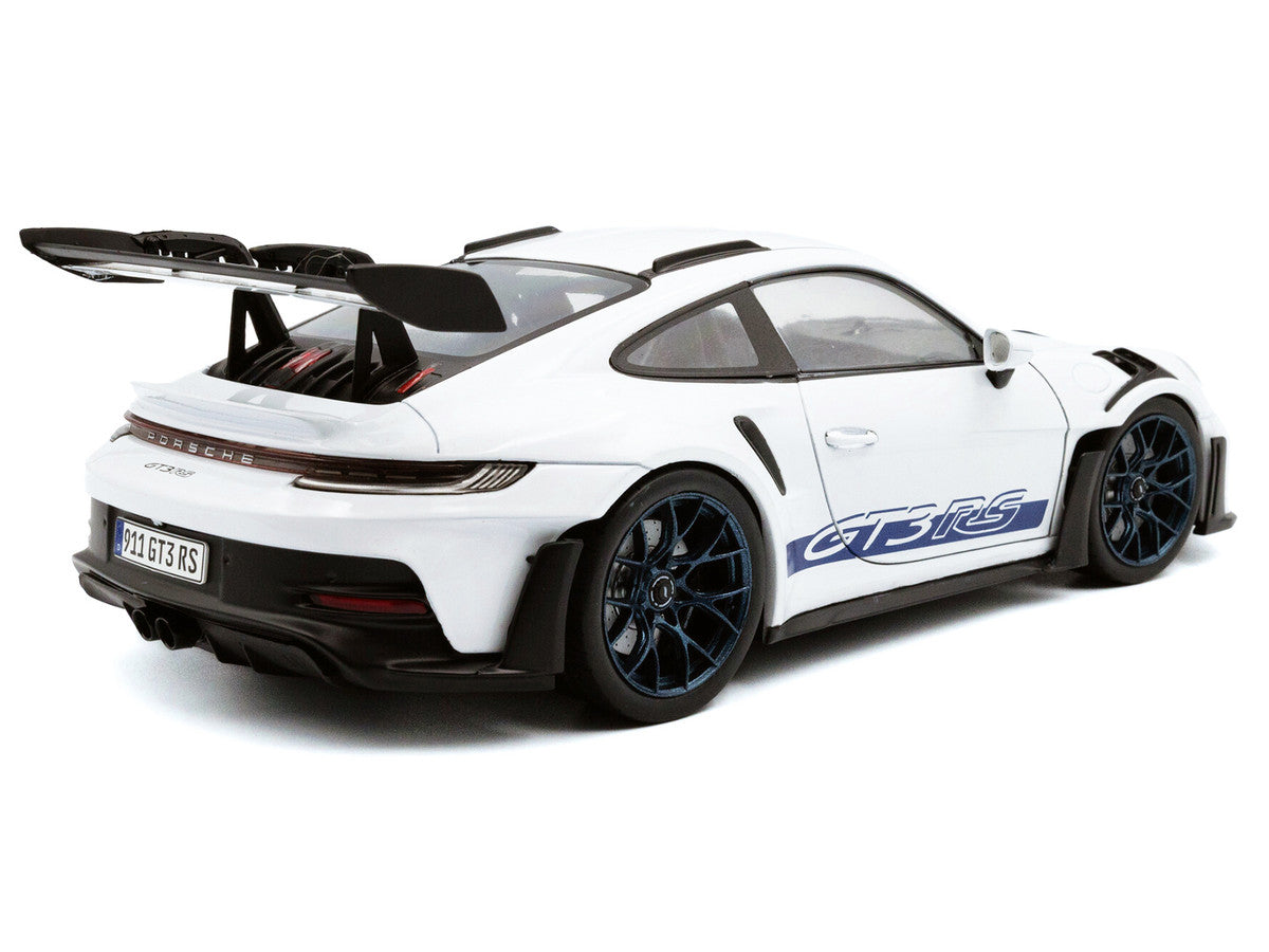 2024 Porsche 911 (992) GT3 RS White with Blue Stripes 1/18 Diecast Model Car by Solido LuxuryLifeWay Online Store