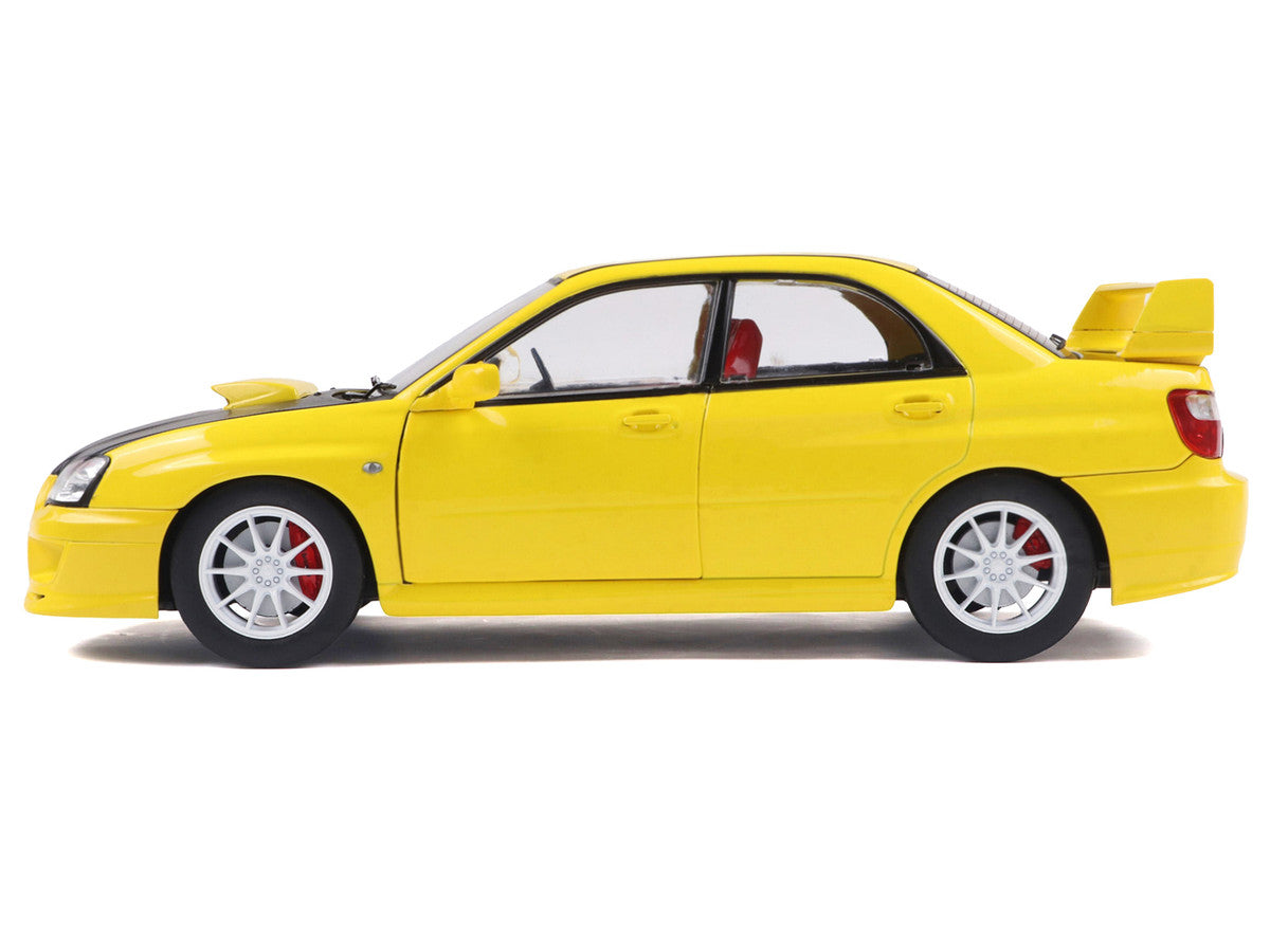 2003 Subaru Impreza WRX STI RHD (Right Hand Drive) Yellow with Carbon Hood 1/18 Diecast Model Car by Solido LuxuryLifeWay Online Store