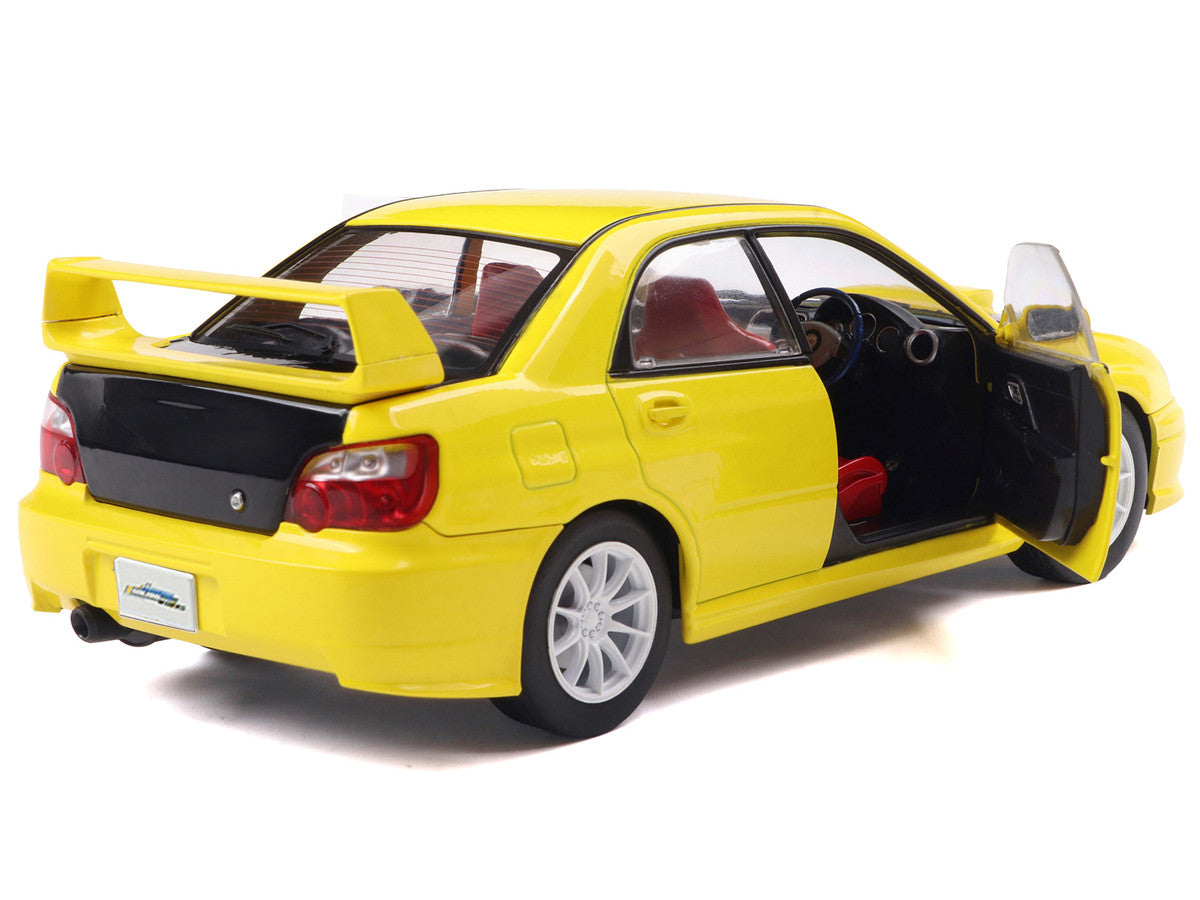 2003 Subaru Impreza WRX STI RHD (Right Hand Drive) Yellow with Carbon Hood 1/18 Diecast Model Car by Solido LuxuryLifeWay Online Store