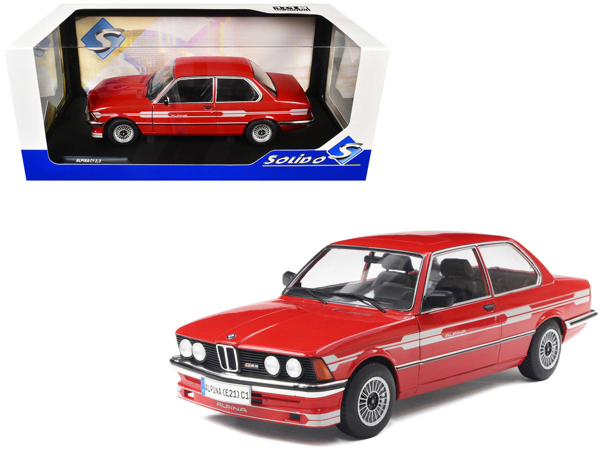 1980 Alpina E21 C1 2.3 Red with Gray Stripes 1/18 Diecast Model Car by Solido LuxuryLifeWay Online Store