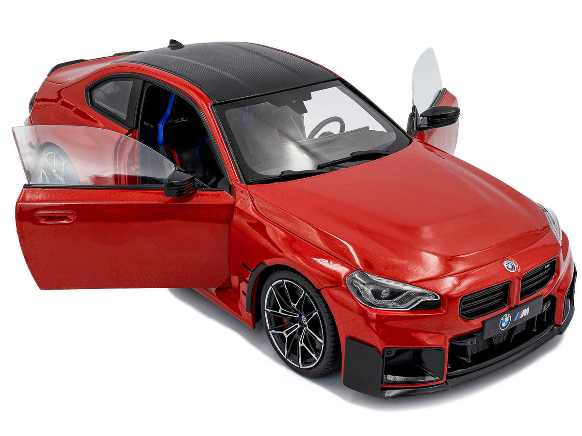 2024 BMW M2 Performance Parts Toronto Red Metallic with Carbon Top 1/18 Diecast Model Car by Solido LuxuryLifeWay Online Store