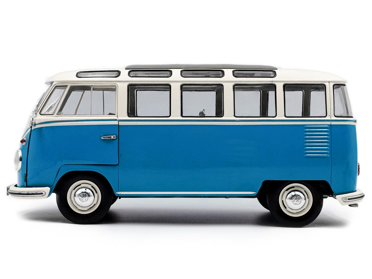 1962 Volkswagen T1 Samba Bus Baby Blue and White 1/18 Diecast Model Car by Solido LuxuryLifeWay Online Store