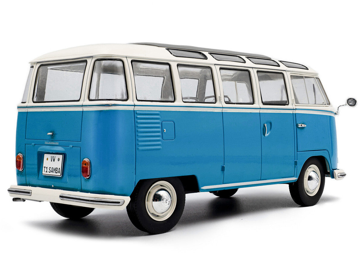 1962 Volkswagen T1 Samba Bus Baby Blue and White 1/18 Diecast Model Car by Solido LuxuryLifeWay Online Store