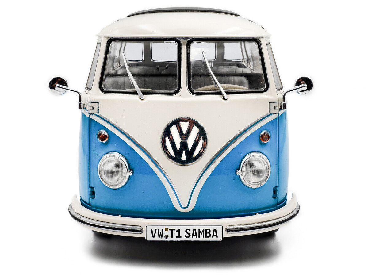 1962 Volkswagen T1 Samba Bus Baby Blue and White 1/18 Diecast Model Car by Solido LuxuryLifeWay Online Store