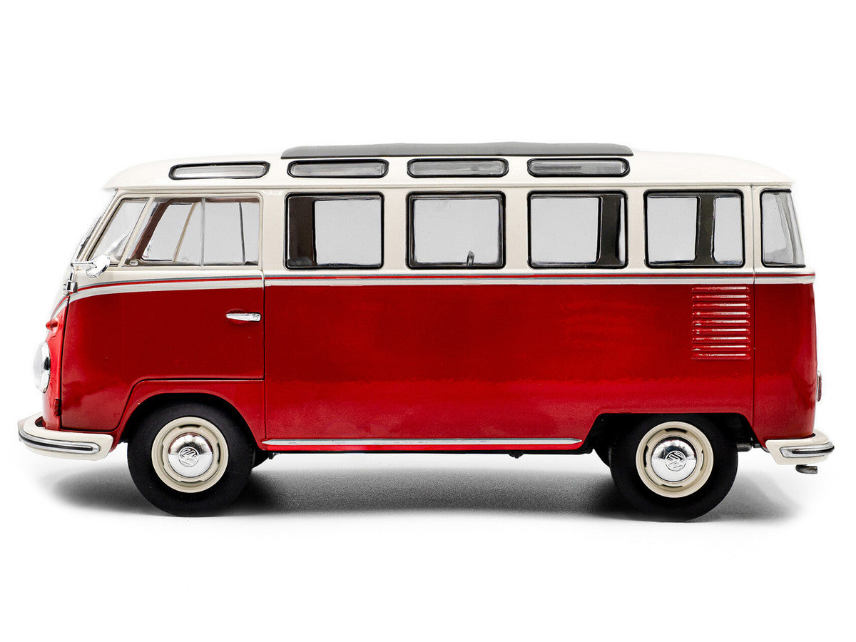 1962 Volkswagen T1 Samba Bus Red and White 1/18 Diecast Model Car by Solido LuxuryLifeWay Online Store