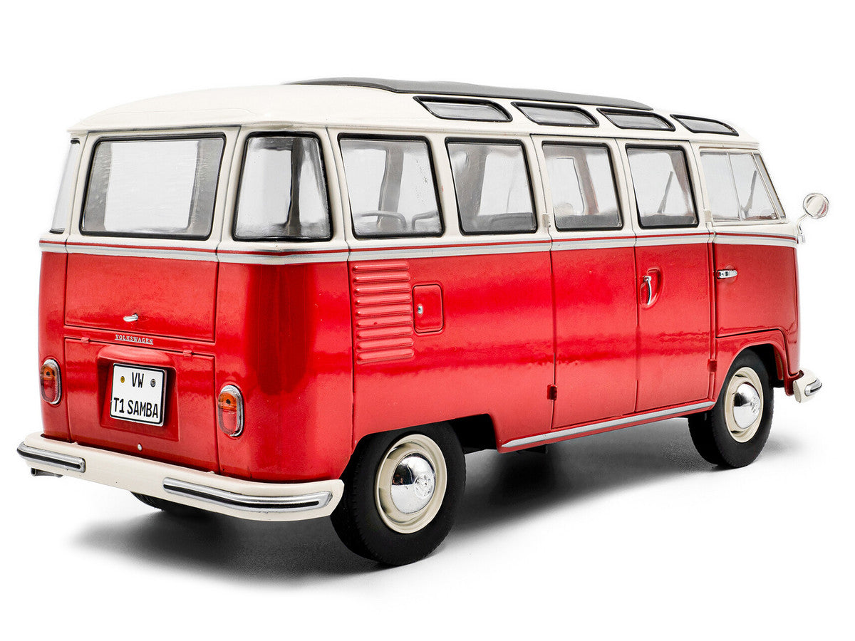 1962 Volkswagen T1 Samba Bus Red and White 1/18 Diecast Model Car by Solido LuxuryLifeWay Online Store