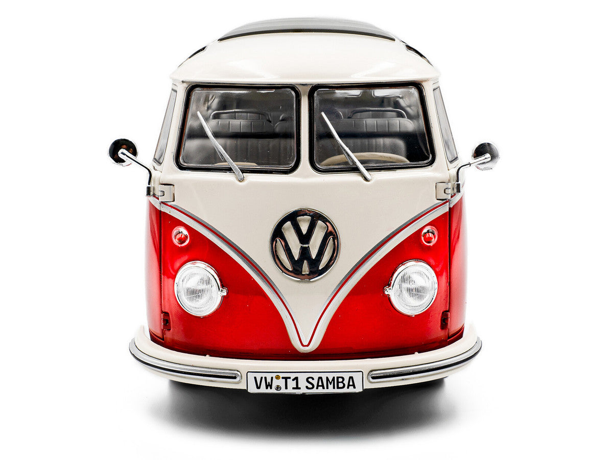 1962 Volkswagen T1 Samba Bus Red and White 1/18 Diecast Model Car by Solido LuxuryLifeWay Online Store