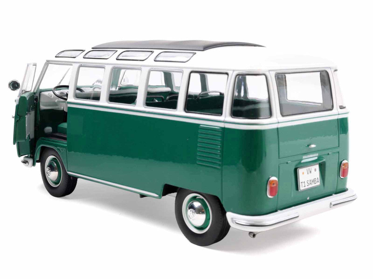 1962 Volkswagen T1 Samba Bus Green and White 1/18 Diecast Model Car by Solido LuxuryLifeWay Online Store