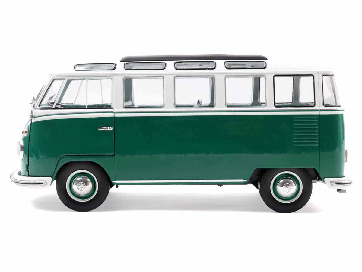1962 Volkswagen T1 Samba Bus Green and White 1/18 Diecast Model Car by Solido LuxuryLifeWay Online Store