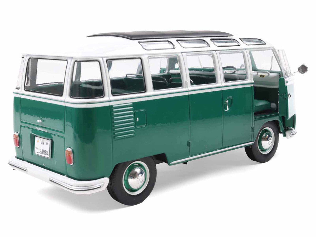 1962 Volkswagen T1 Samba Bus Green and White 1/18 Diecast Model Car by Solido LuxuryLifeWay Online Store