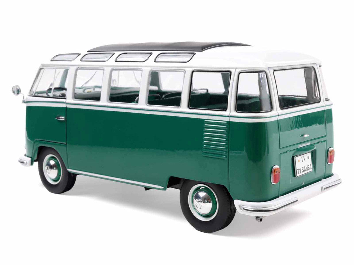 1962 Volkswagen T1 Samba Bus Green and White 1/18 Diecast Model Car by Solido LuxuryLifeWay Online Store