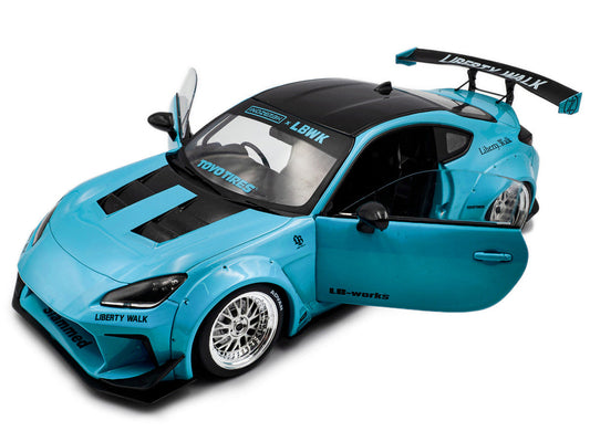 2024 Toyota GR86 LBWK Body Kit RHD (Right Hand Drive) Baby Blue with Black Top 1/18 Diecast Model Car by Solido LuxuryLifeWay Online Store