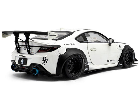 2024 Toyota GR86 LBWK Body Kit RHD (Right Hand Drive) Pearl White with Carbon Hood 1/18 Diecast Model Car by Solido LuxuryLifeWay Online Store