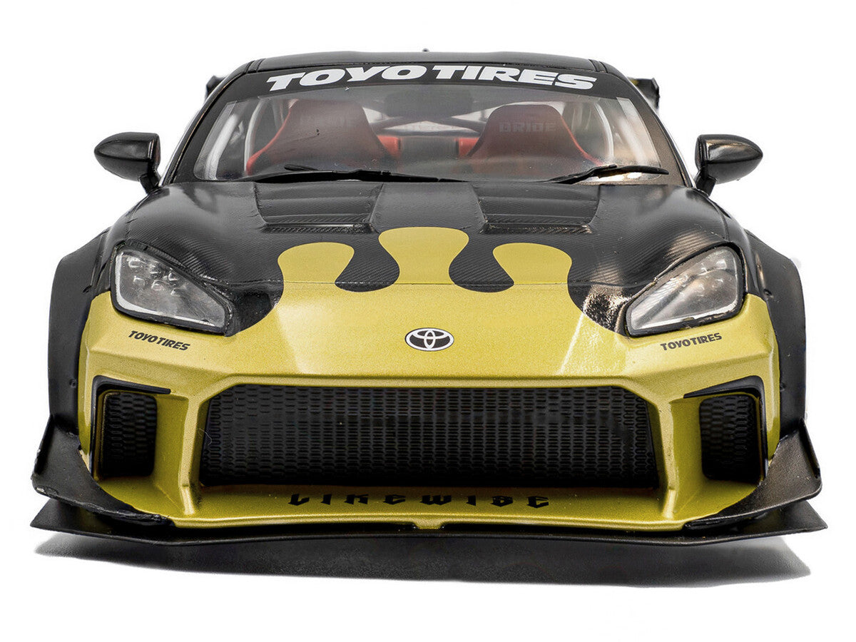 2024 Toyota GR86 Liberty Walk Body Kit RHD (Right Hand Drive) #24 Black with Gold Graphics 1/18 Diecast Model Car by Solido LuxuryLifeWay Online Store