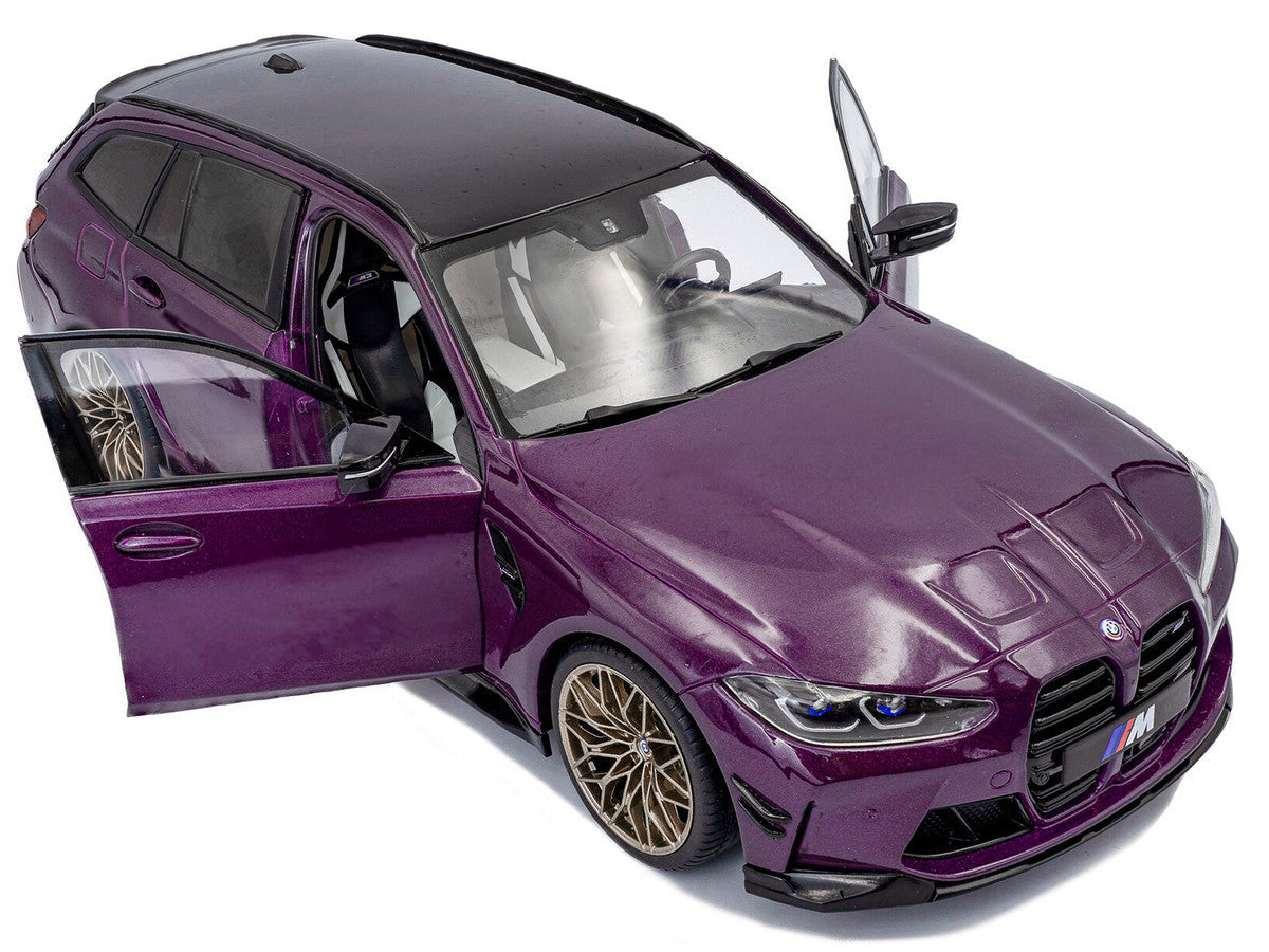 2024 BMW M3 Competition M xDrive Touring Twilight Purple Pearl Metallic with Black Top 1/18 Diecast Model Car by Solido LuxuryLifeWay Online Store
