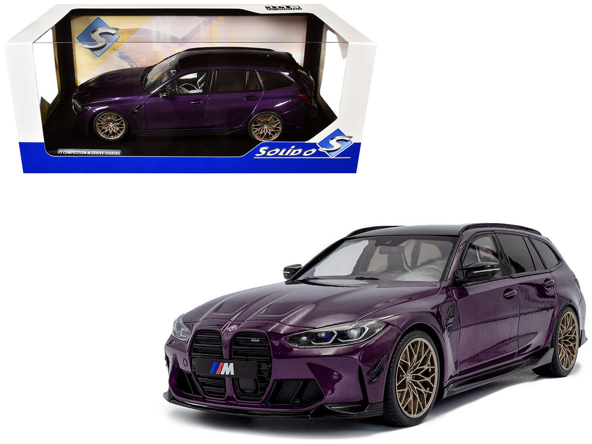2024 BMW M3 Competition M xDrive Touring Twilight Purple Pearl Metallic with Black Top 1/18 Diecast Model Car by Solido LuxuryLifeWay Online Store
