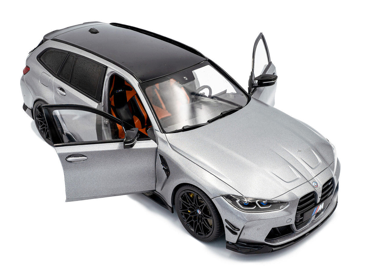2024 BMW M3 Competition M xDrive Touring Frozen Pure Gray Metallic with Black Top 1/18 Diecast Model Car by Solido LuxuryLifeWay Online Store