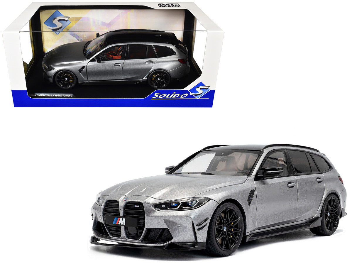 2024 BMW M3 Competition M xDrive Touring Frozen Pure Gray Metallic with Black Top 1/18 Diecast Model Car by Solido LuxuryLifeWay Online Store