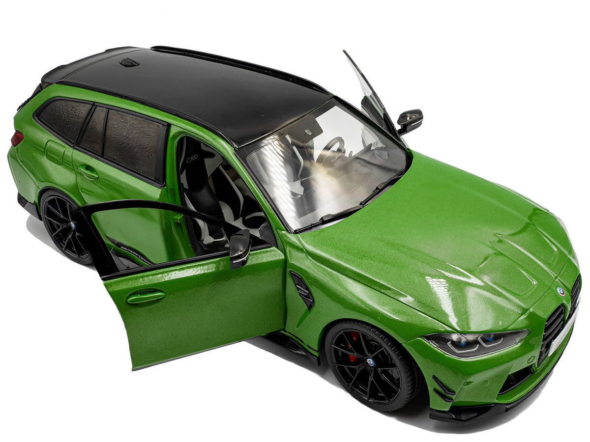 2024 BMW M3 Competition M xDrive Touring Green Metallic with Black Top 1/18 Diecast Model Car by Solido LuxuryLifeWay Online Store