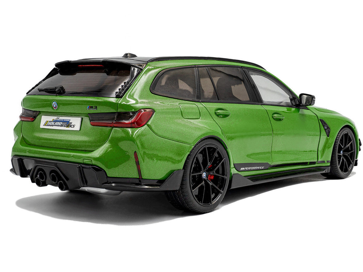 2024 BMW M3 Competition M xDrive Touring Green Metallic with Black Top 1/18 Diecast Model Car by Solido LuxuryLifeWay Online Store
