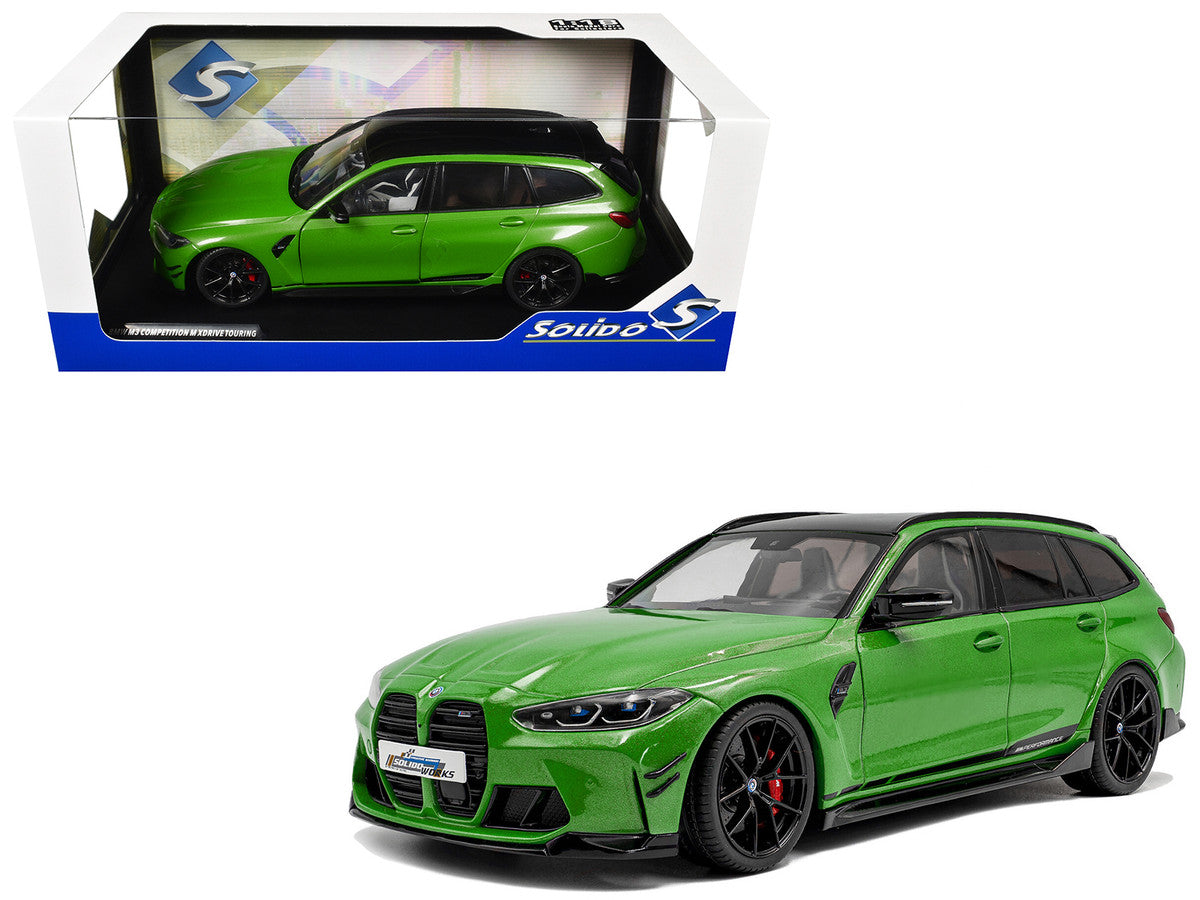 2024 BMW M3 Competition M xDrive Touring Green Metallic with Black Top 1/18 Diecast Model Car by Solido LuxuryLifeWay Online Store