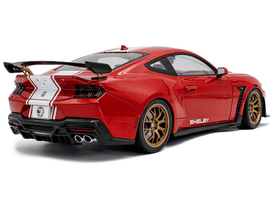 2024 Ford Shelby Mustang Super Snake Race Red with White Stripes 1/18 Diecast Model Car by Solido LuxuryLifeWay Online Store