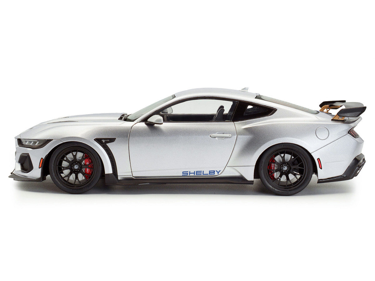 2024 Ford Shelby Mustang Super Snake Gray Metallic with Blue Stripes 1/18 Diecast Model Car by Solido LuxuryLifeWay Online Store