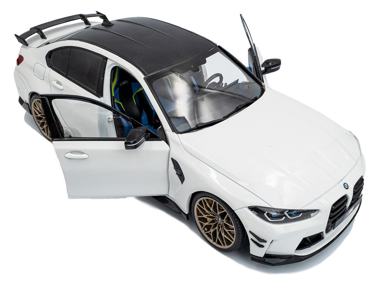 2024 BMW M3 Competition Alpine White with Carbon Top 1/18 Diecast Model Car by Solido LuxuryLifeWay Online Store