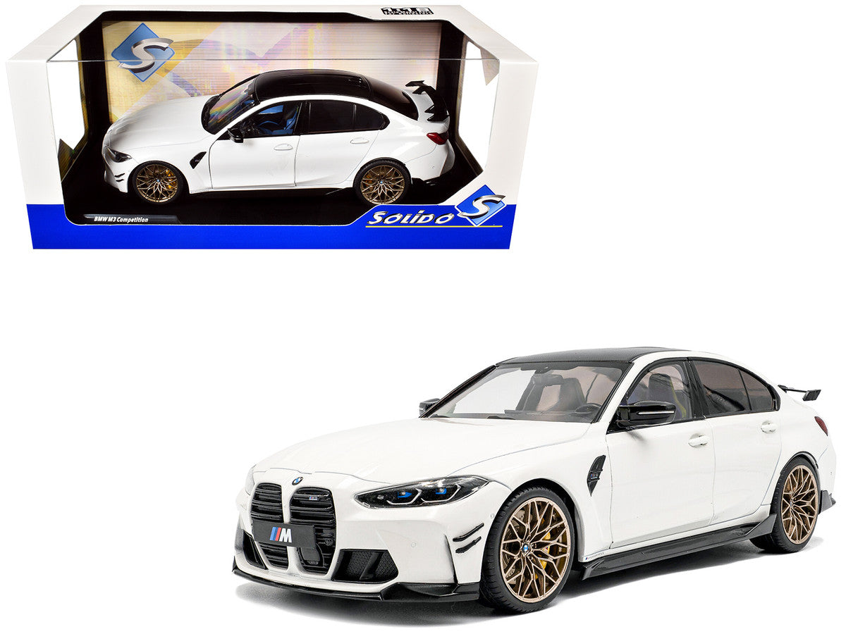 2024 BMW M3 Competition Alpine White with Carbon Top 1/18 Diecast Model Car by Solido LuxuryLifeWay Online Store